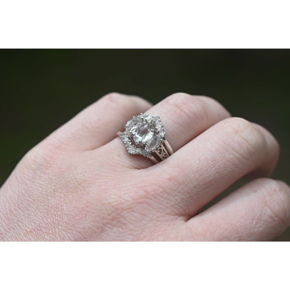 Engagement ring set, raw diamond ring, raw stone ring, alternative engag… - Picture 3 of 6